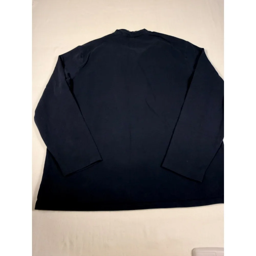 Michael Kors Pullover XL Navy Blue Snap Neck Utility Pocket Long Sleeve Top